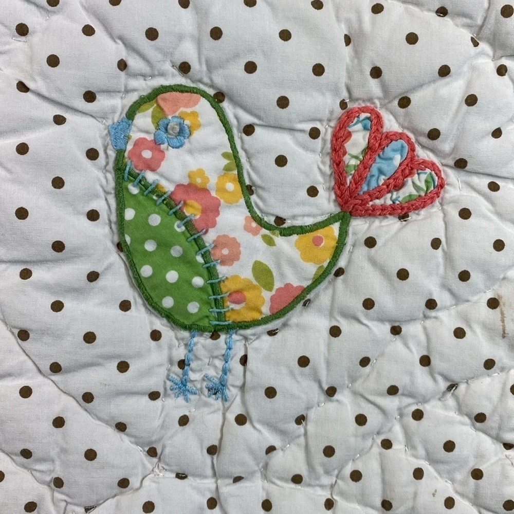 Pottery Barn kids Brooke nursery quilt crib infant toddler forest birds 32x46